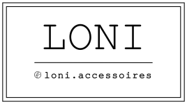 LONI in grote retro typemachine letters, met onderaan de vermelding: Facebook account loni.accessoires